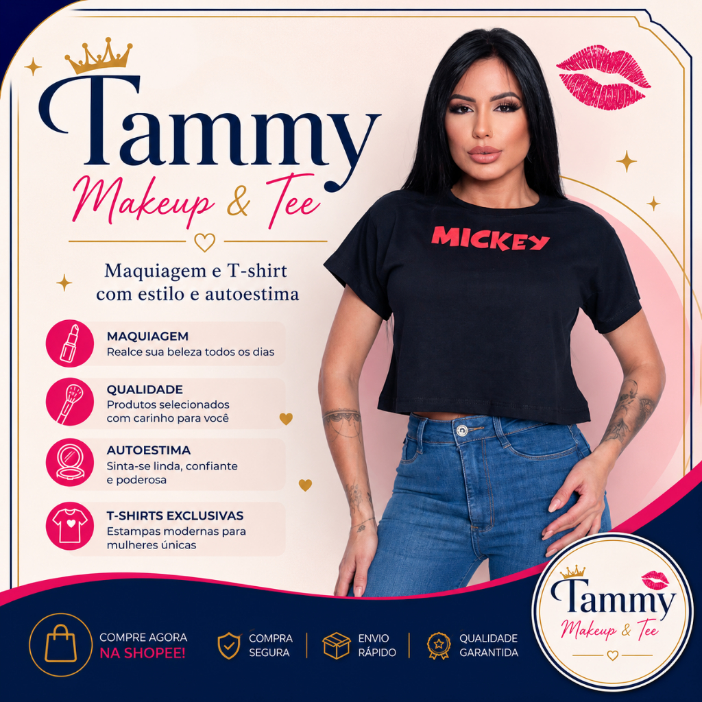 CROPPED FEMININO ESTAMPADO — MICKEY TUCANO ESTILO MODERNO, CONFORTO E PERSONALIDADE PARA O SEU LOOK