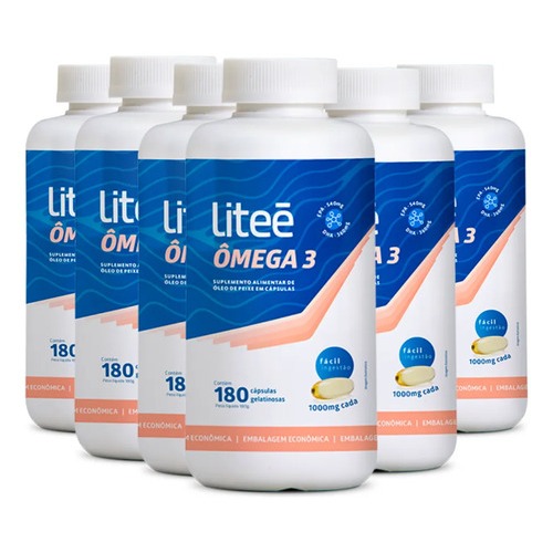 6x Ômega 3 180 Cápsulas Litee Embalagem Economica - Rende +