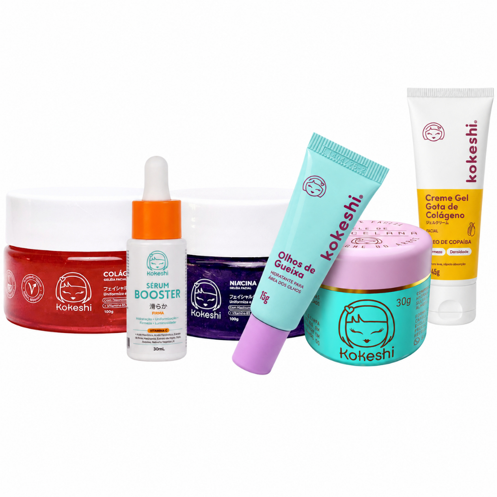 Imagem Kit Skincare Kokeshi Cosméticos Completo 6 Itens Hidratação e Tratamento Facial
