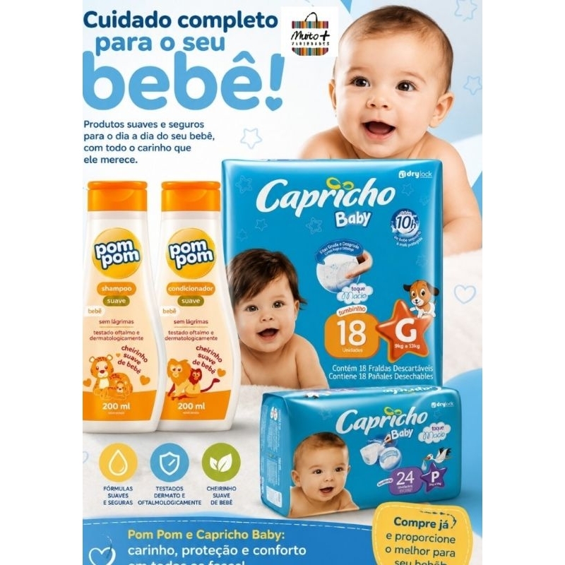 Kit Chá De Bebê Fralda Capricho Chá De Fraldas + Condicionador E Shampoo