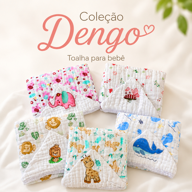 Toalha de Banho Bebê com Capuz 85x85cm  100% Algodão 3 Camadas Absorvente Recém-Nascido