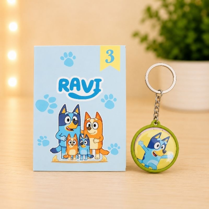 Kit 10 Chaveiros + 10 Bloquinhos Personalizados - BLUEY E BINGO (Aniversário, Lembrancinha Maternidade, Chá de Bebê)