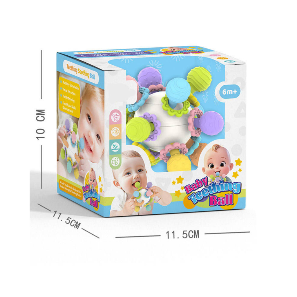 Kit Mordedor para Bebê brinquedo Sensorial Silicone com Chocalho Peças Coloridas — imagem 2 de 2