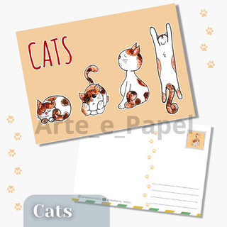 kit com 10 Cartões Postais [CATS As 4 Estações] Presente Decorativo Correspondência
