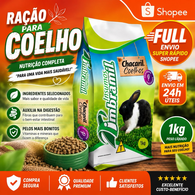 Ração de coelhos porquinho da india e mini coelho 5kg