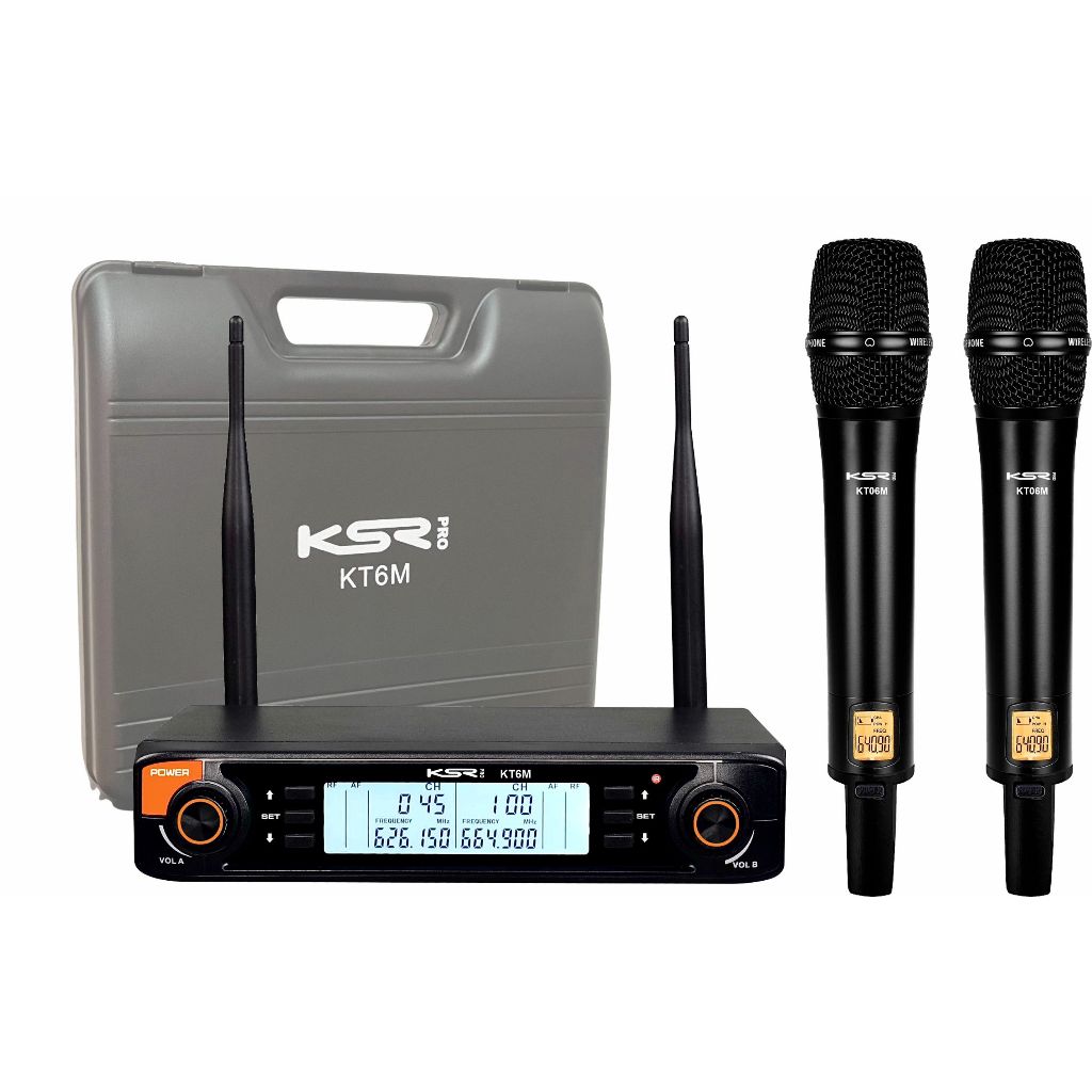 Microfone Sem Fio Duplo Profissional Recarregável Ksr Kt6m