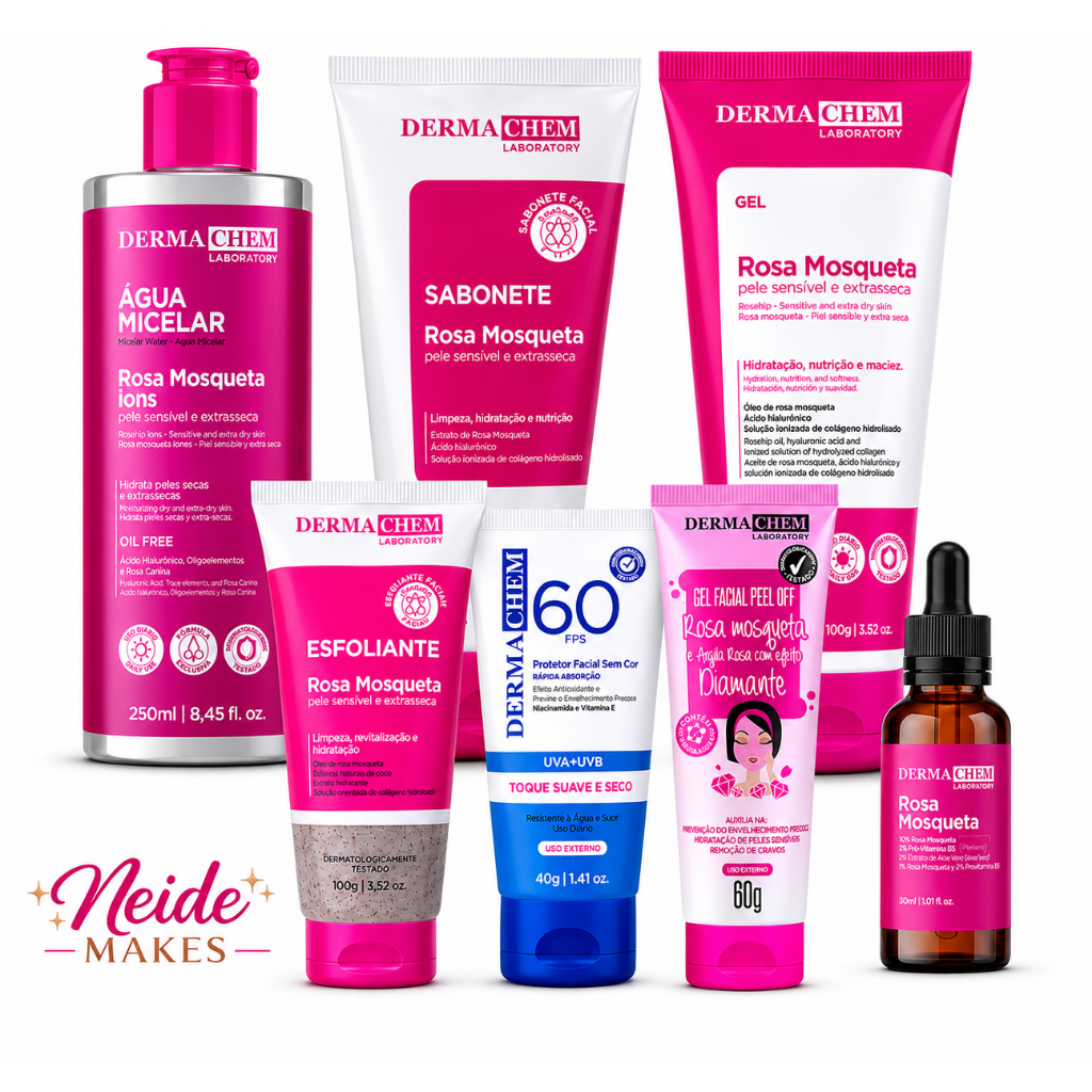SkinCare Facial Hidratação e Nutrição Limpeza de Pele Rosa Mosqueta Antirressecamento Dermachem
