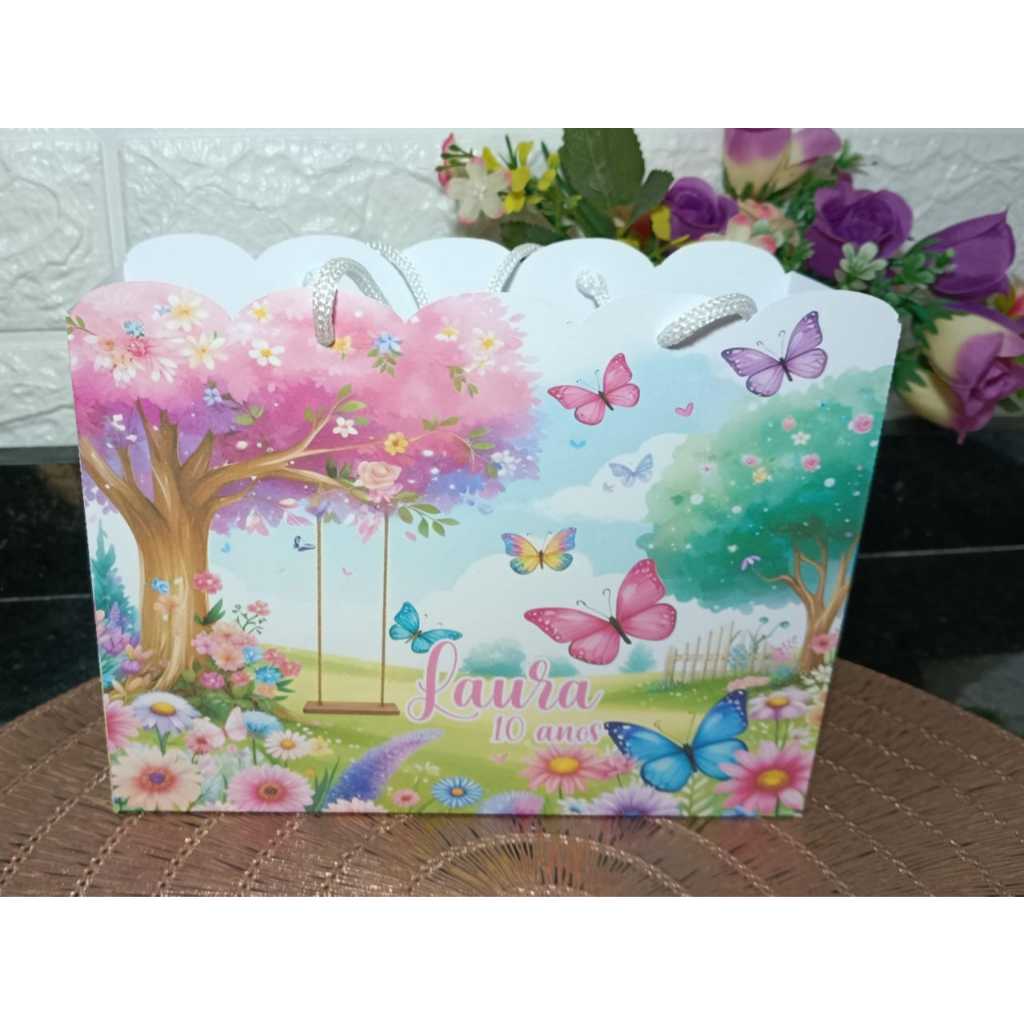 Sacolinha Personalizada JARDIM ENCANTADO/JARDIM DE BORBOLETAS/FESTA/LEMBRANCINHAS PERSONALIZADAS