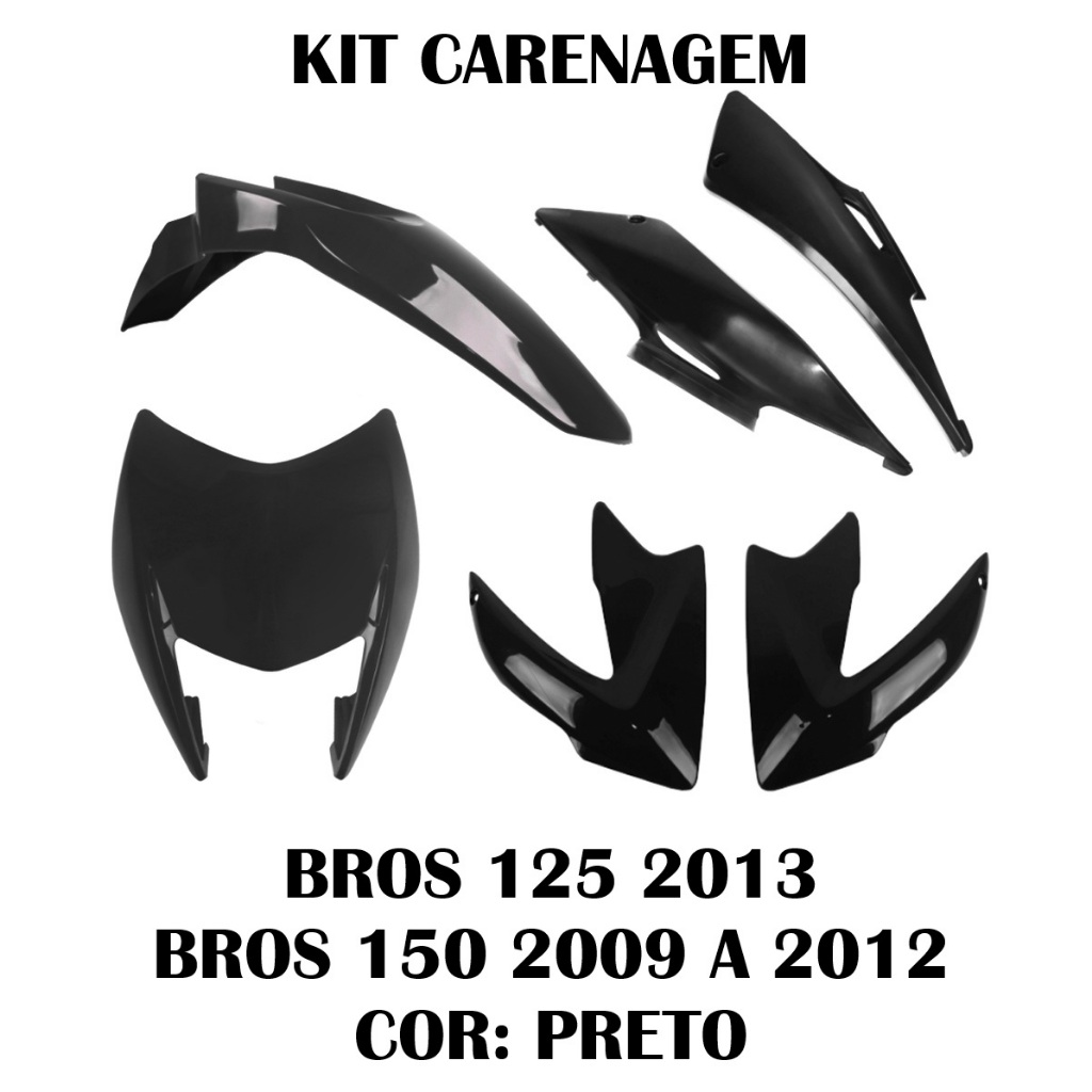 KIT CARENAGEM WESTER P NXR 125 BROS 2013 / NXR 150 BROS 2009,2010,2011 e 2012 PRETO INJ