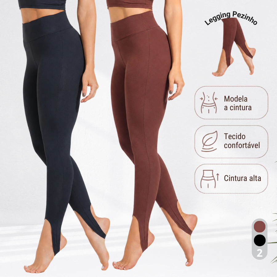 Calça Legging Feminina Leg Skinny de Pezinho Cintura Alta Suplex Zero Transparencia