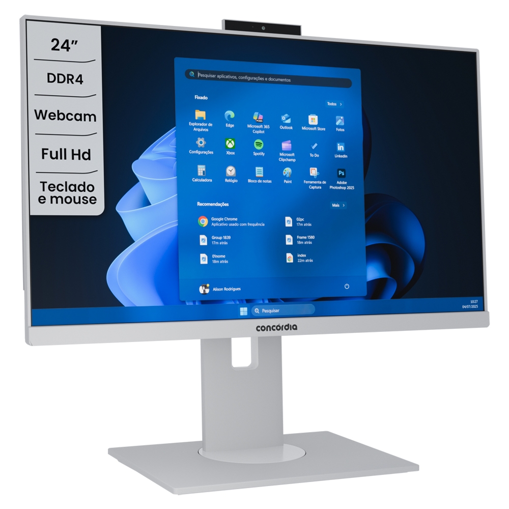 Computador All In One Concórdia Core i5 13400 16GB DDR5 SSD 240GB 23.8'' Full Hd