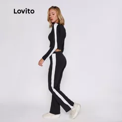 Lovito Conjunto Esportivo Com Detalhes Contrastantes SOB16721702