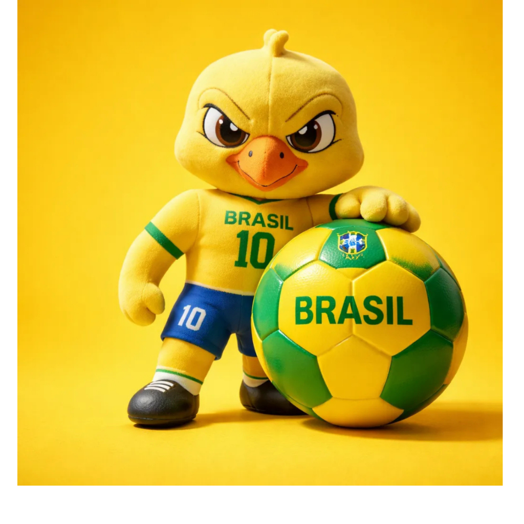 Kit Torcida Pelúcia Canarinho Premium Seleção + Bola Futebol