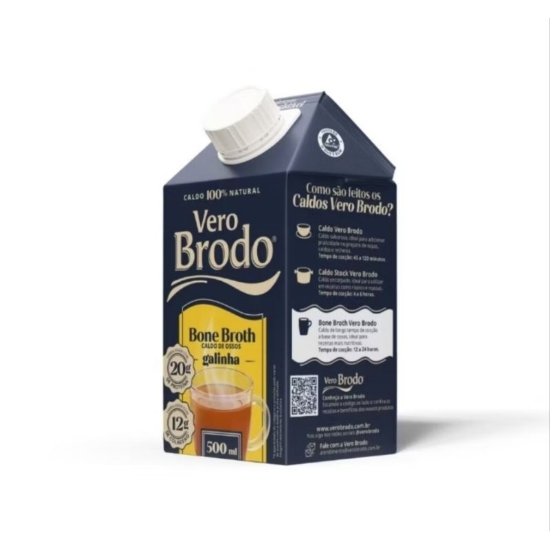 1 caldo de osso bone broth vero brodo 500 ml - sabor galinha