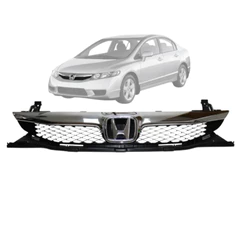 Grade Honda New Civic 2009 2010 2011 Friso Cromada + Emblema