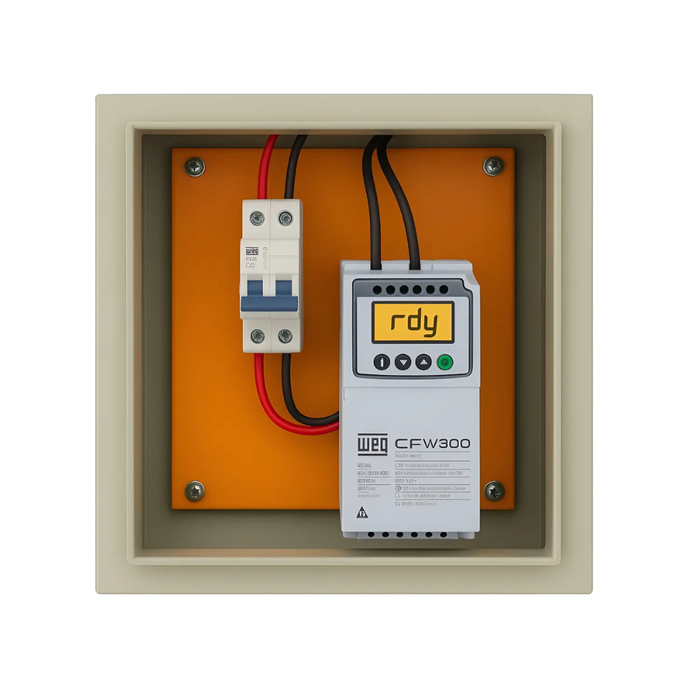 Kit Inversor Frequência WEG CFW300 1CV 220V + Quadro E Disjuntor
