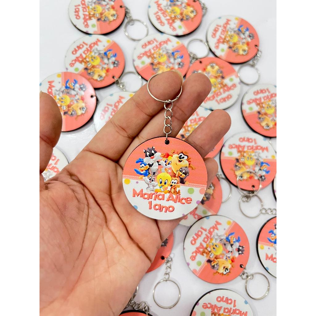 Kit 50 Chaveiros Personalizados MDF Resinado para Lembrancinhas Aniversário, Chá de Bebê, Maternidade Temas Diversos