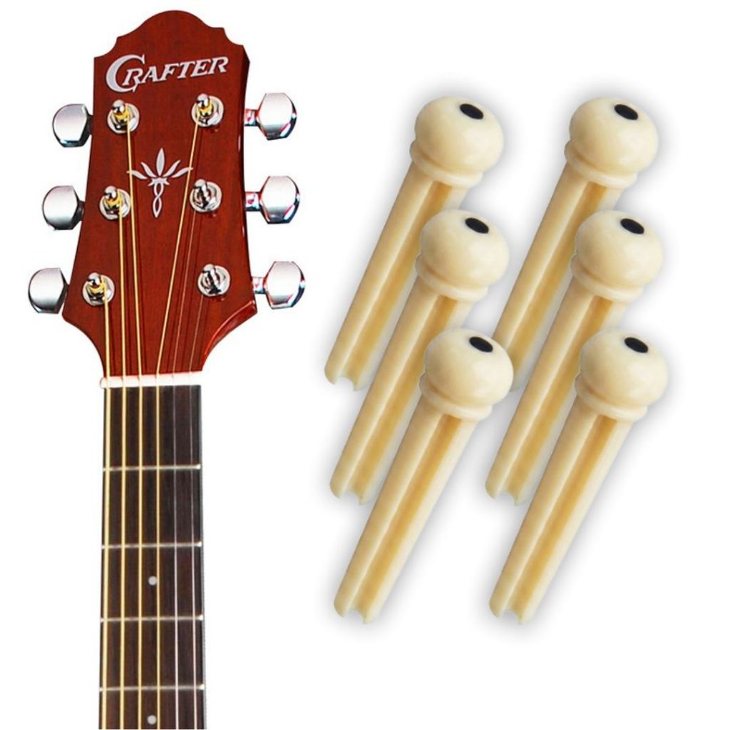Pino Fixador Para Violão Crafter - Cordas de Aço - Branco ( Cavalete / Ponte / Trava / Tacha ) - R2981