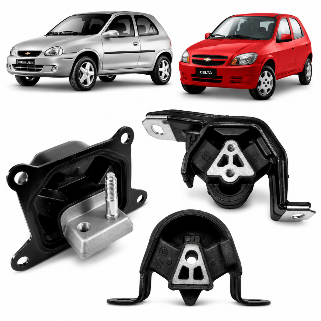 Kit 3 Coxim Calço Do Motor Cambio  Gm Corsa Celta Prisma Com Ar