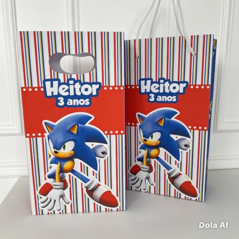 SACOLINHA PEGUE E MONTE PERSONALIZADA SONIC, MIMO PARA FESTA, LEMBRANCINHA DE ANIVERSÁRIO, PERSONALIZADO