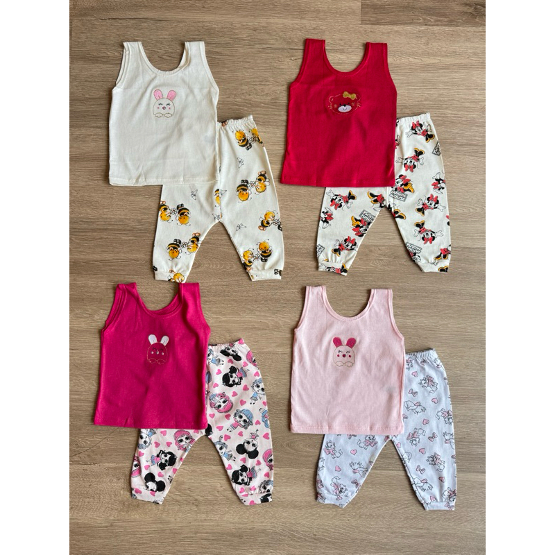 Conjuntos Bebê Menina Regata + Mijão Estampado 100% Algodão Tamanho RN
