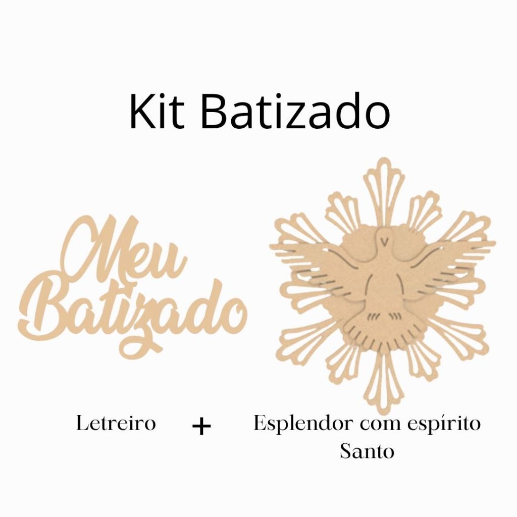 Meu Batizado com esplendor Aplique em MDF  Decoração Painel Festa