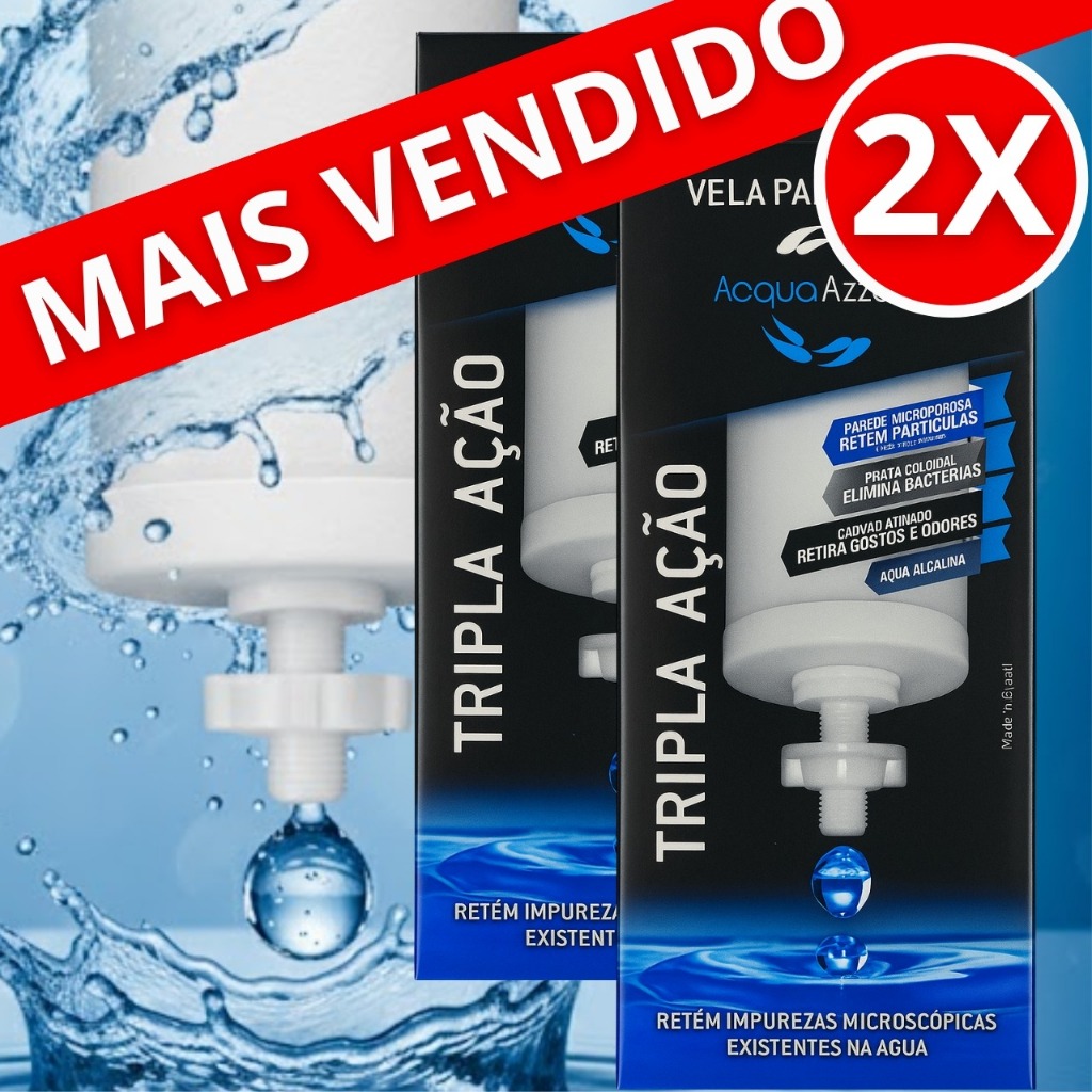 2 VELAS FILTRO BARRO Prata Coloidal Carvão Ativado Tripla Ação - SERVE PARA TODOS FILTROS BARRO