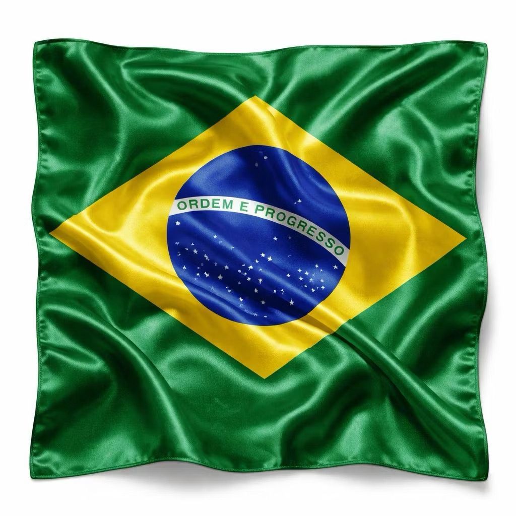 KIT 3 Bandeira Cetim Bandana Cachecol Seda 57x57cm Look Fashion Feminino Multiuso Bandeira do Brasil Bandana
