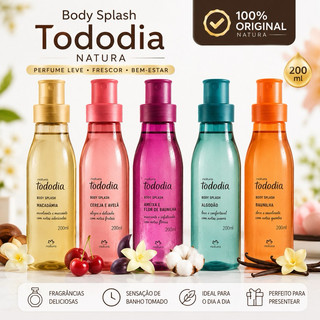 Tododia Body Splash Colônia Feminina Natura 200ml: Macadâmia, Algodão, Cereja, Ameixa e Baunilha..