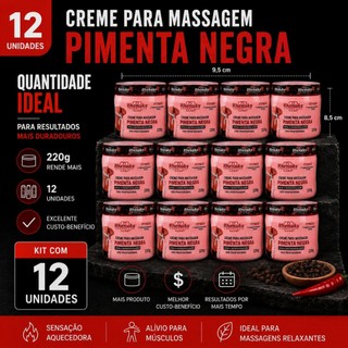 Creme Para Massagem Pimenta Negra Rhenuks 200g Kit 1 2 Unidades Ação Aquecedora Uso Profissional