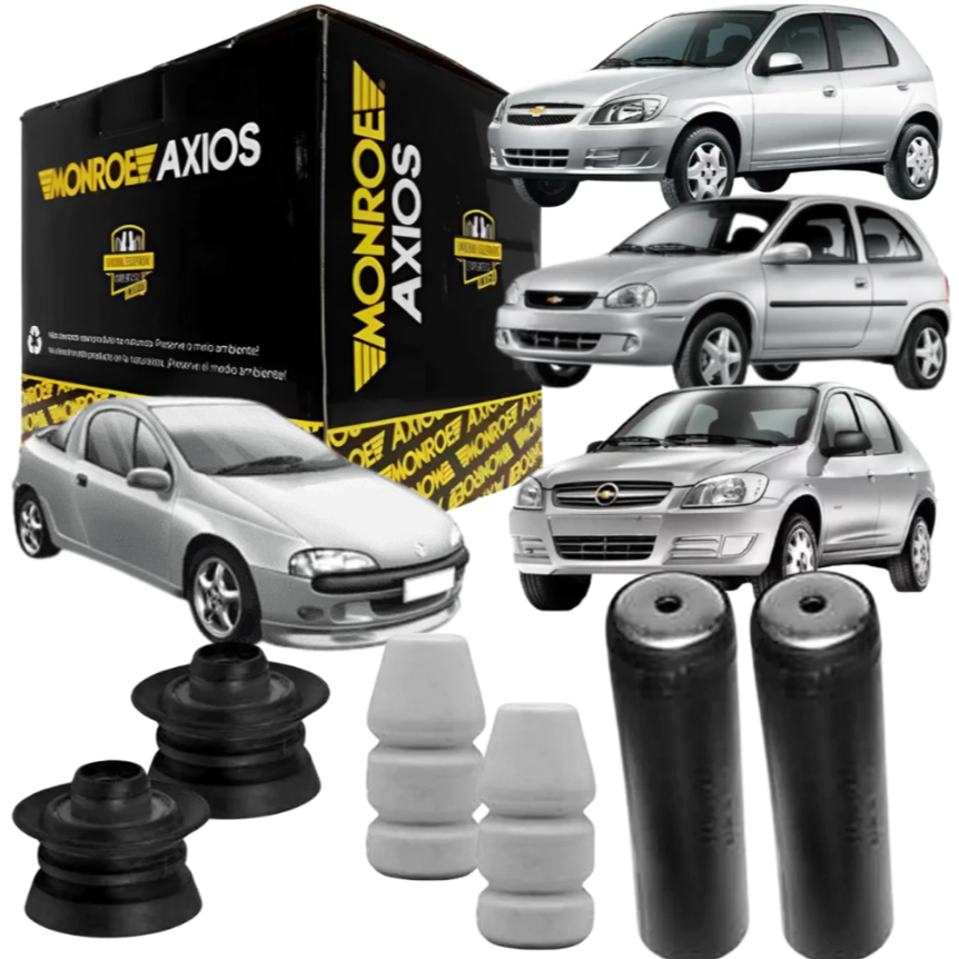 Par do Kit do Amortecedor Traseiro Coxim Batente Coifa Celta Corsa Prisma Tigra 1994 a 2016 Original Axios - 441652