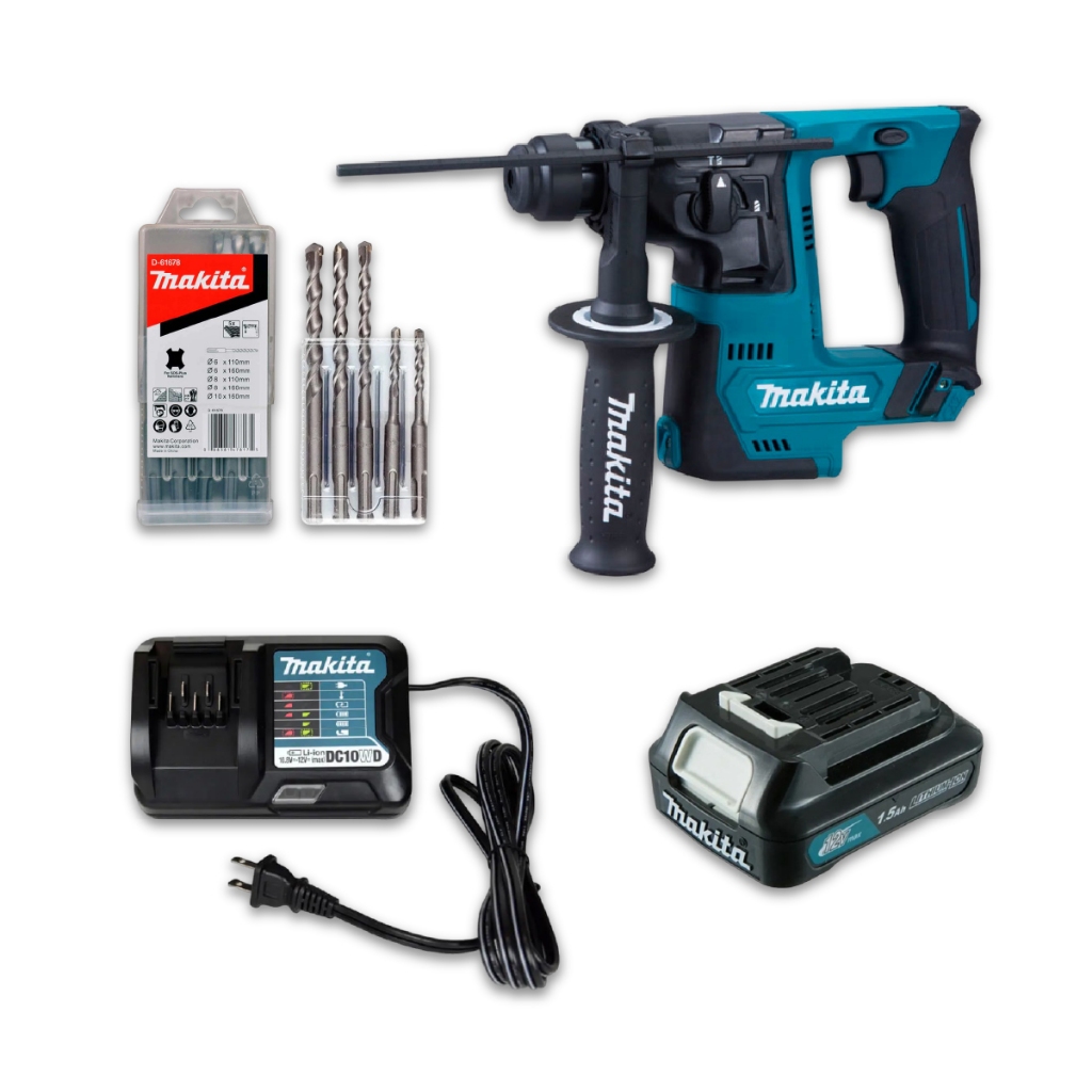 Martelete Perfurador Makita a Bateria 12V SDS Plus HR140DZ C/ Bateria Carregador Concreto Alvenaria