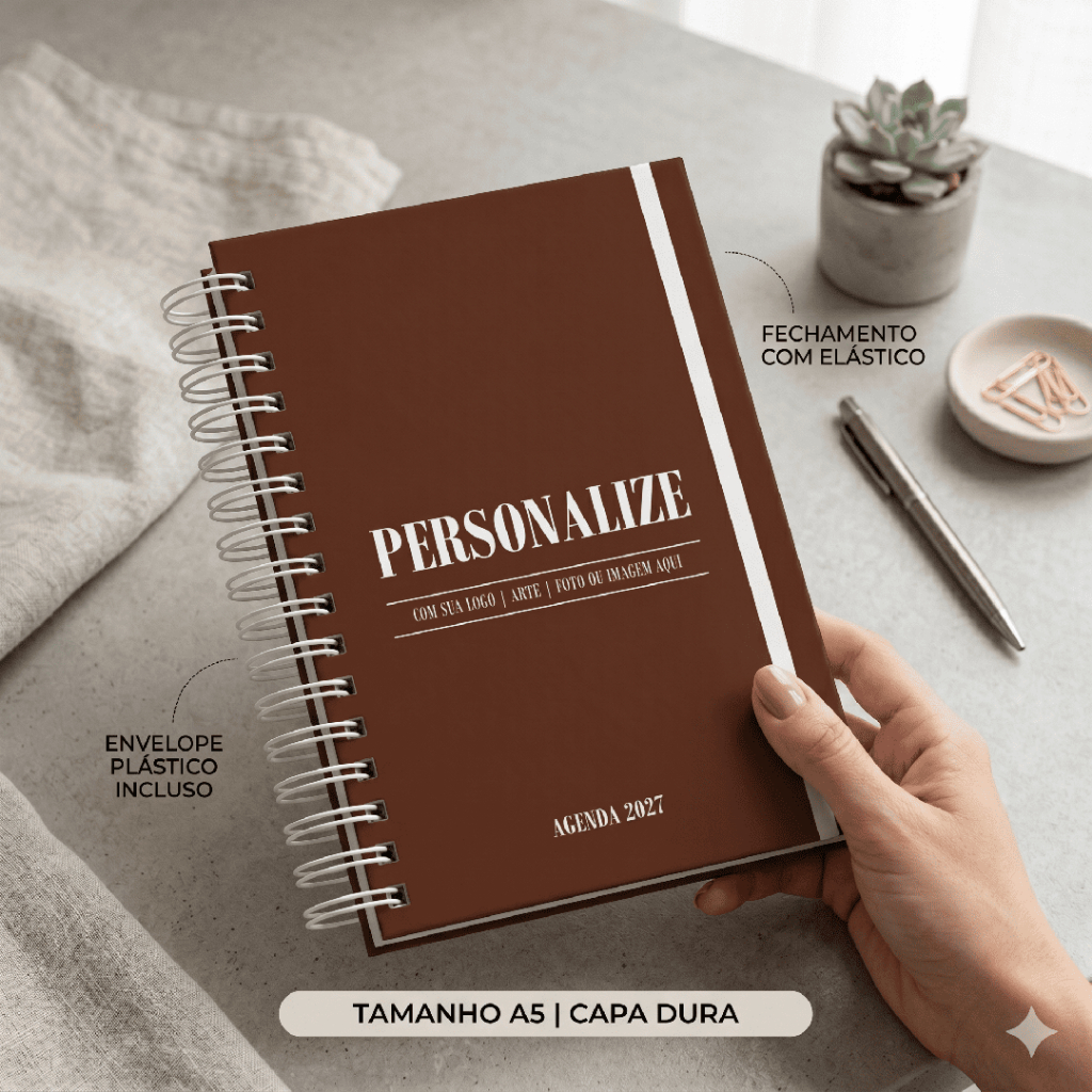 AGENDA PERSONALIZADA 2027 | SUA LOGO | FOTO | EMPRESA | ESCOLA | SUA ARTE | COMERCIAL