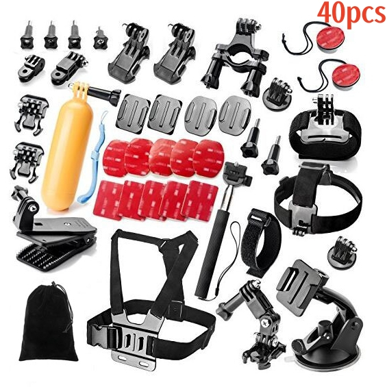 Conjunto de acessórios universais GoPro – Compatível com todas as câmeras esportivas – 40 em 1