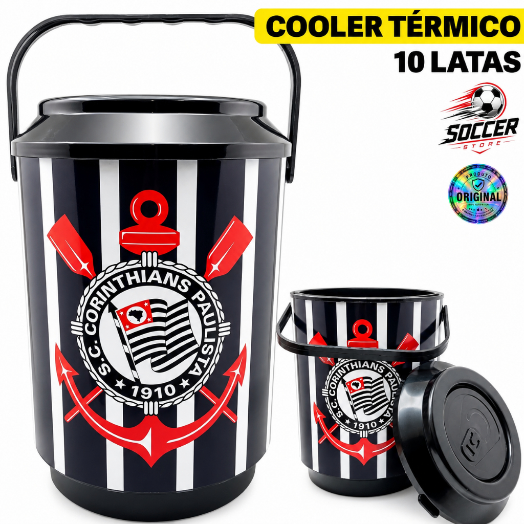 Cooler Térmico Corinthians Oficial 6L Porta 10 Latas Cerveja Bebida Gelada Original Presente Time