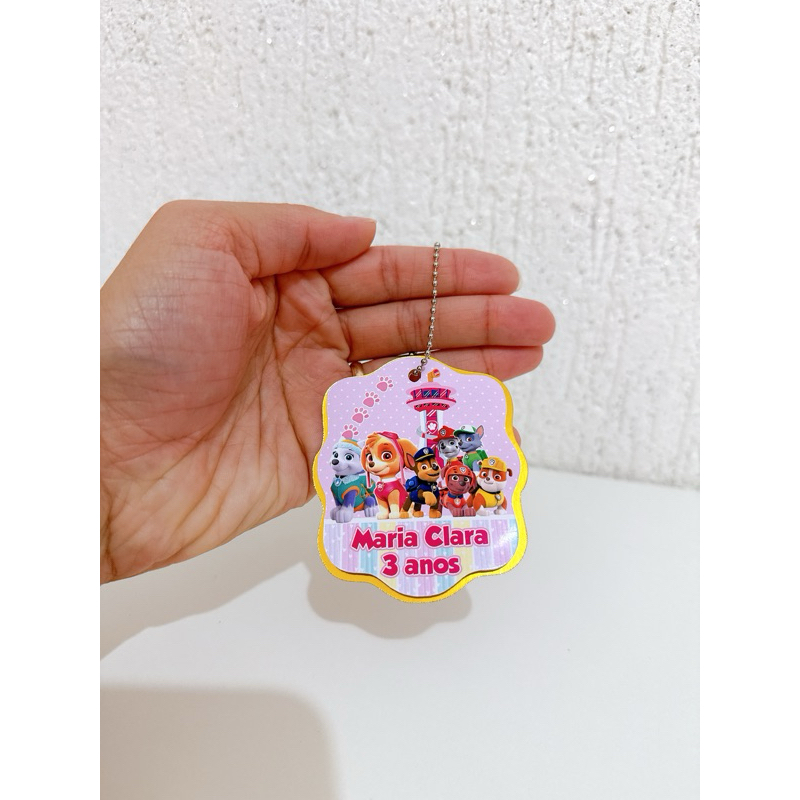 Tag Apliques Personalizados 3D para Lembrancinha | Patrulha Canina Menina | Etiqueta Festa Infantil | Qualquer Tema