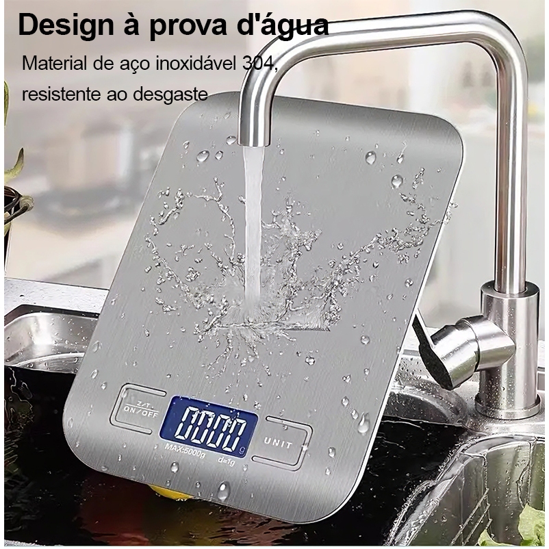 Balança Digital Cozinha Profissional | Alta Precisão, Tela Clara, Fácil Limpeza para Uso Diário