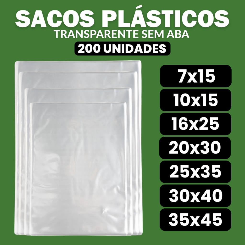 200 Unidades De Saquinho Transparente Sem Aba Colante Saco Para Roupa Embalagem lembrancinha