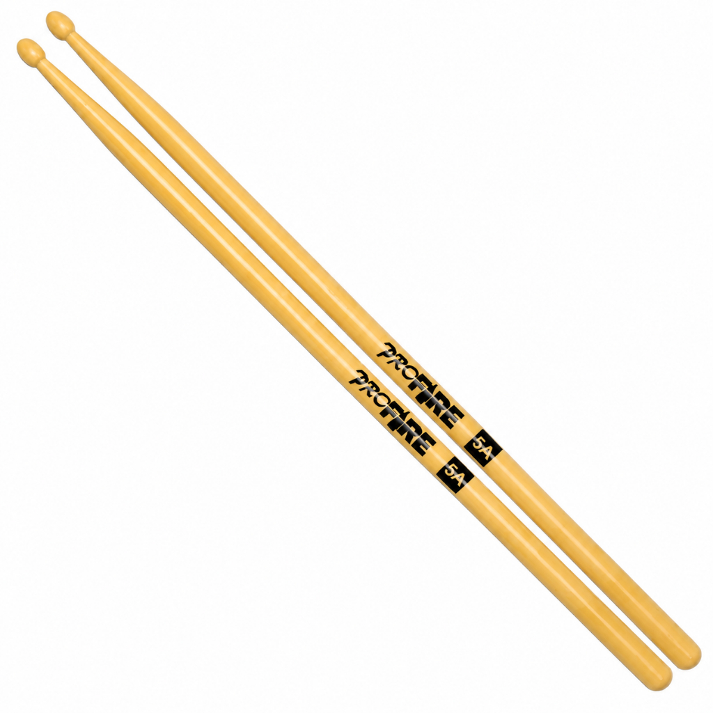 Baqueta Pro Fire 5A e 7A Marfim com Ponta de Madeira – Par Profissional para Bateria e Percussão
