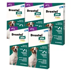 Kit 5 Vermífugo Elanco Drontal Plus Sabor Carne Cães 10 Kg - 4 Comprimidos