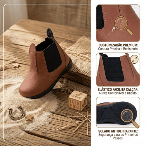 Bota Botina Botinha Infantil Jequinha Menino Masculina Festa Junina Rodeio Country Sítio Caramelo