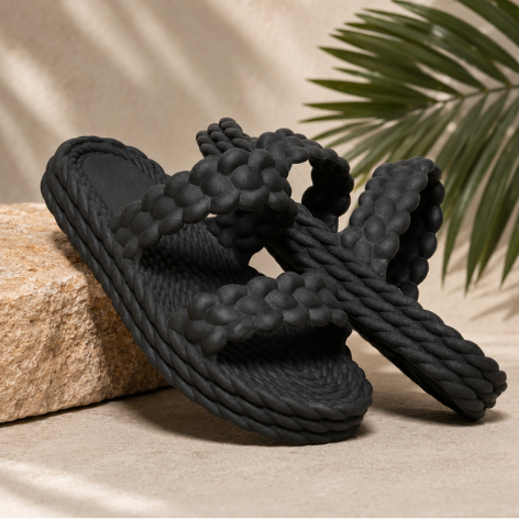 Sandália Rasteira Papete Feminina Flatform Tiras Tranças Anabela Praia Piscina Verão Nuvem Confortável Antiderrapante