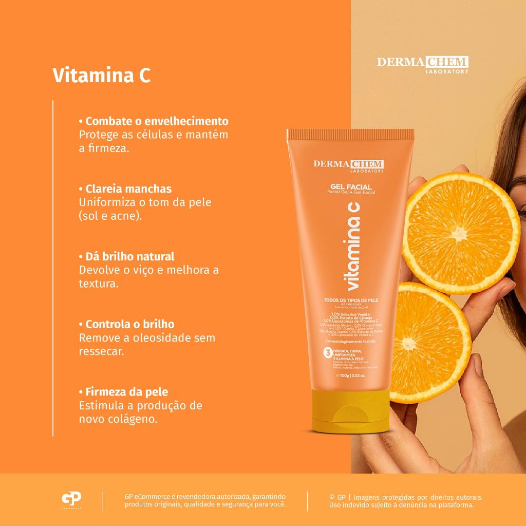 Kit 4 Gel Facial Anti Idade Vitamina C 100ml Dermachem