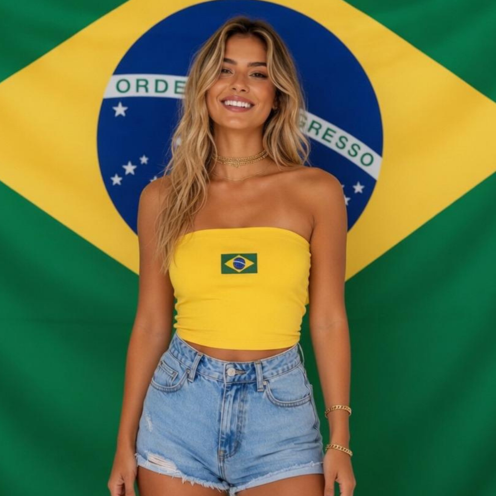 Detalhes do KIT 2 TOP FAIXA BRASIL COPA TOMARA QUE CAIA VERDE  AMARELO SUPLEX BÁSICO BLOGUEIRINHA ACADEMIA MALHA