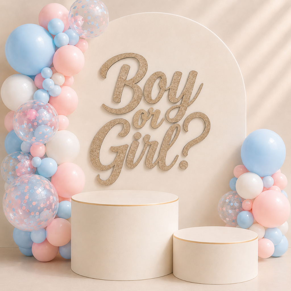 Palavra Letreiro Boy Or Girl Menino ou Menina MDF 46cm Painel Decorativo Chá revelação Quadro 46 cm x 46