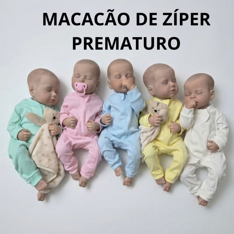 MACACÃO PREMATURO COM ZÍPER EM SUEDINE 100% ALGODÃO BONECA REBORN ROUPA DE BEBÊ. MATERNIDADE