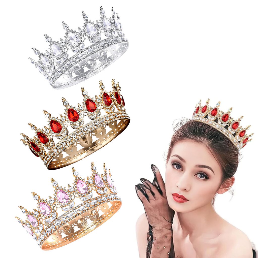 Tia ra Barroca Nupcial, Coroa De Casamento De Cristal Europeu , Argola De Cabelo De Liga Colorida Para Noiva Festa Bolo