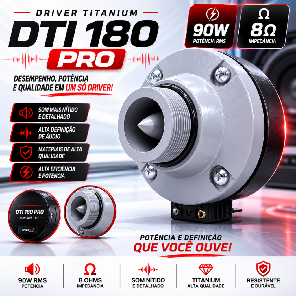 Driver TI Musicall 180 Pro Titânio 90W RMS Para Corneta Som Automotivo