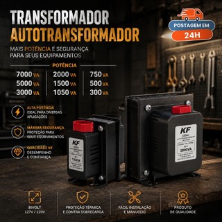 Auto Transformador 7000va 3000va 2000va 1500va 1050va 750va 500va 300va Bivolt 110v e 220v KF