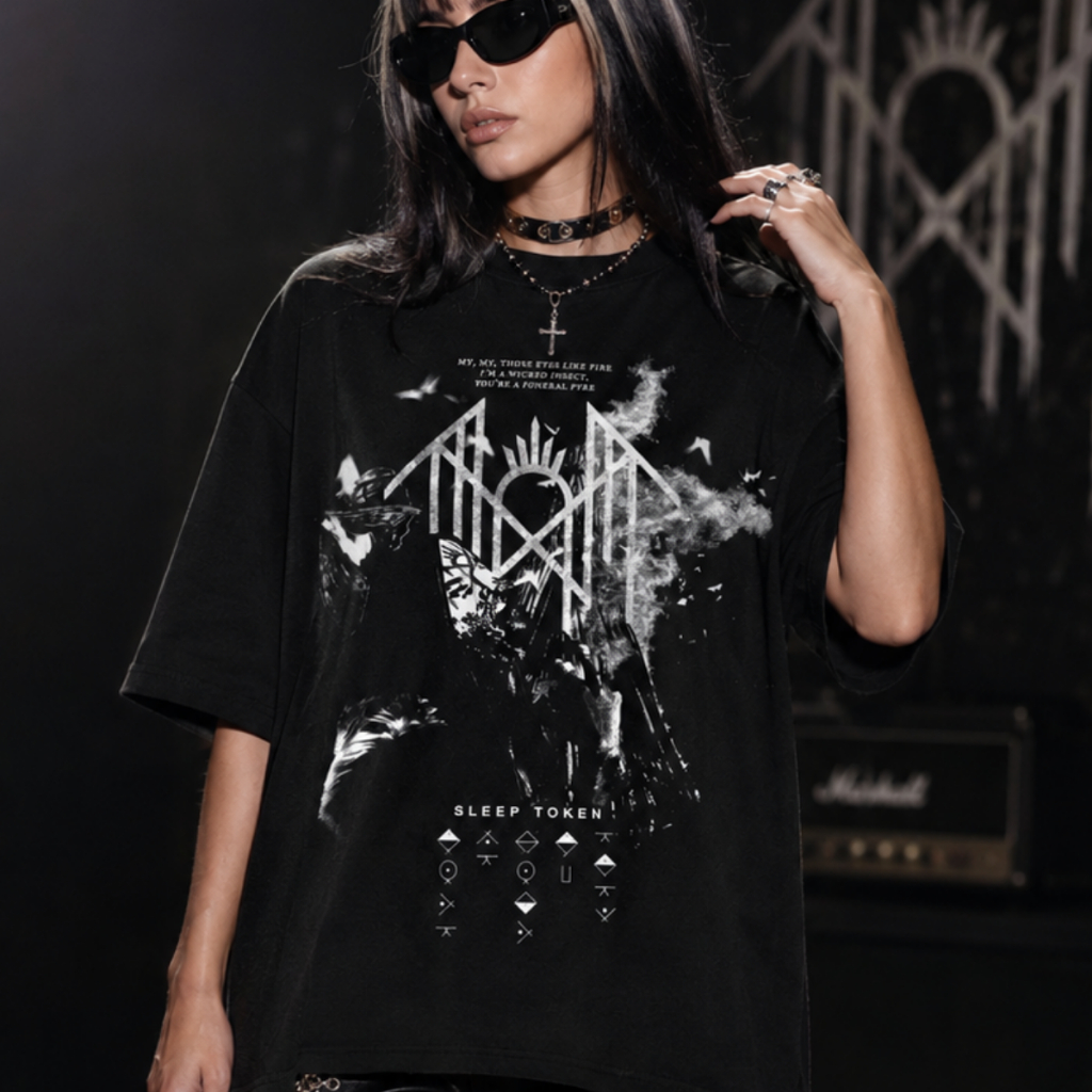 Camiseta Oversized Sleep Token Banda Rock Metal Alternativo 100% Algodão